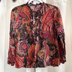 Zara Womens Top Victorian Retro Medium Fairy Grunge Paisley Retro Western 19315x